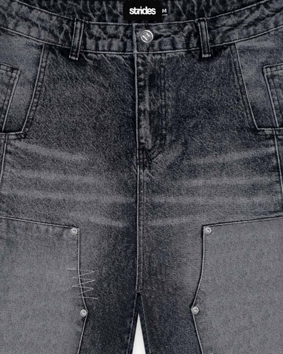 Carpenter Split Jorts Black-IYAMIUIO