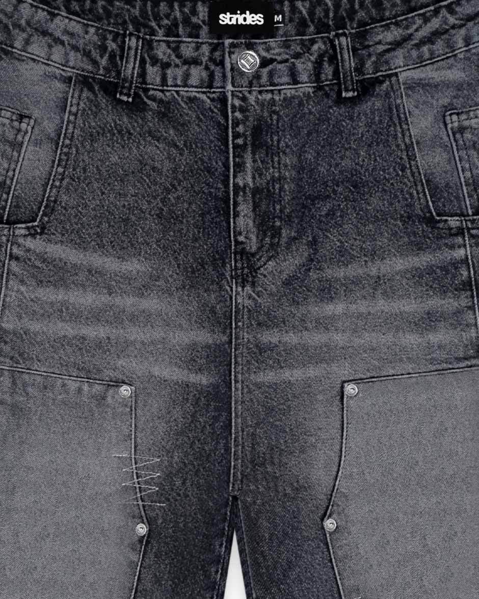 Carpenter Split Jorts Black-IYAMIUIO