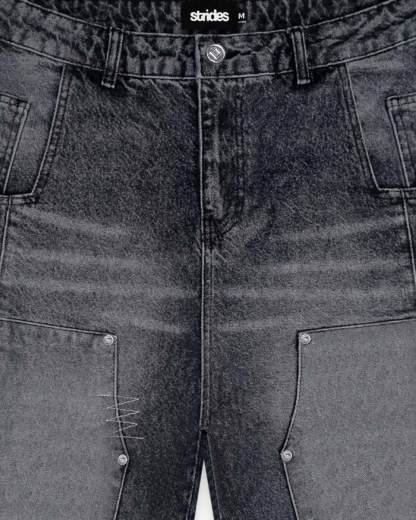 Carpenter Split Jorts Black-IYAMIUIO