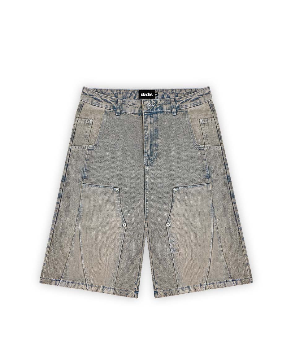 Carpenter Split Jorts Grey Yellow-IYAMIUIO