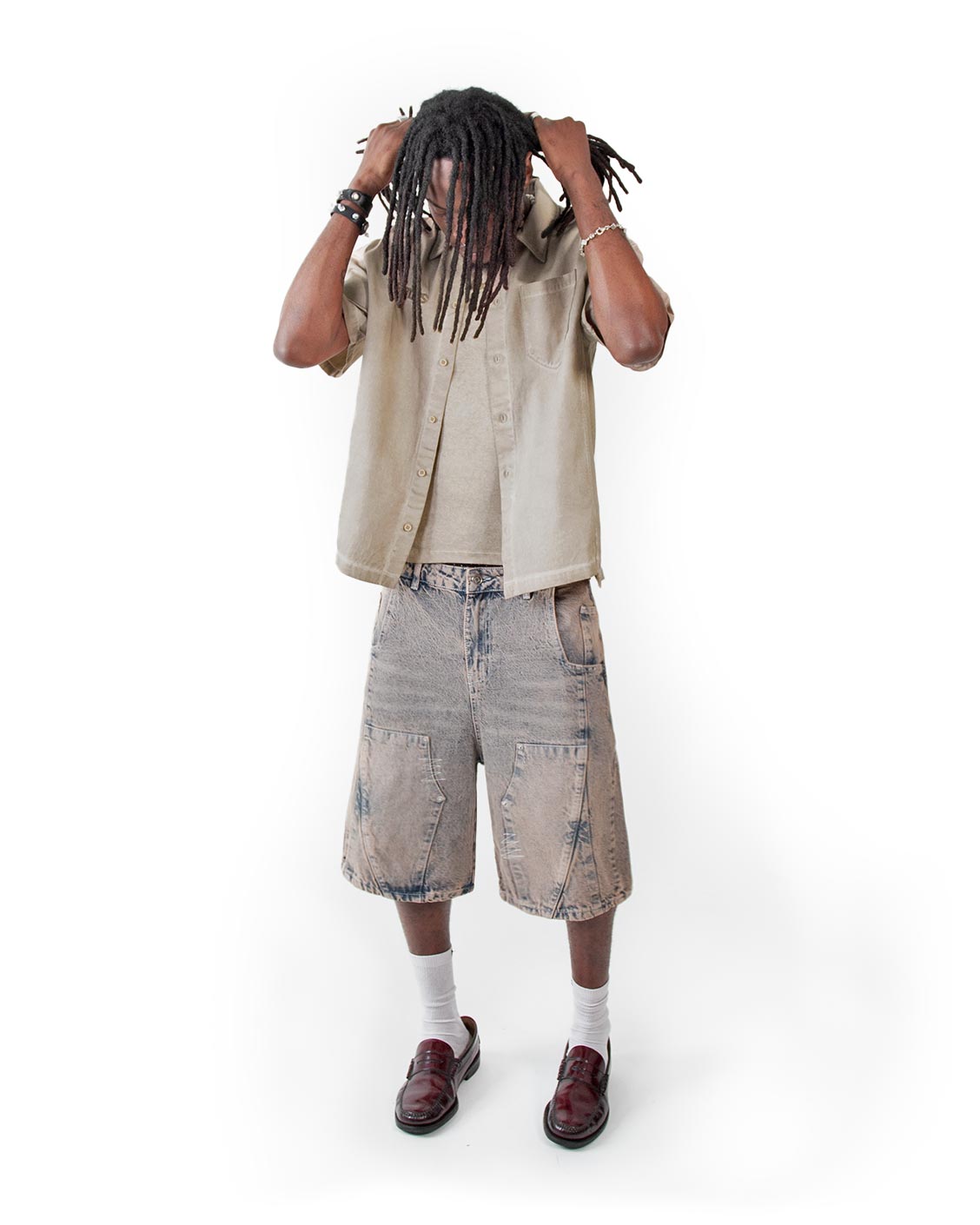 Carpenter Split Jorts Grey Yellow-IYAMIUIO