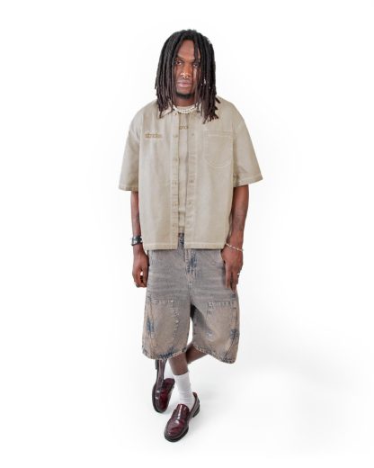 Carpenter Split Jorts Grey Yellow-IYAMIUIO