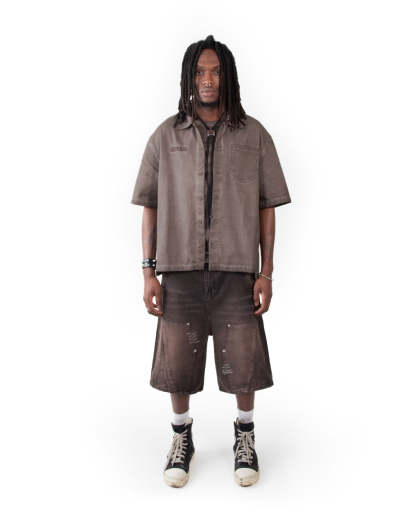 Ranger Shirt Brown Oil Wash-IYAMIUIO