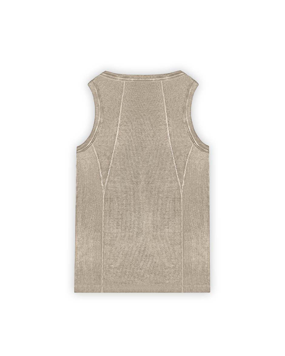 Line Tank Top Beige Oil Wash-IYAMIUIO