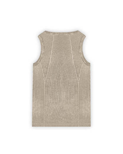 Line Tank Top Beige Oil Wash-IYAMIUIO