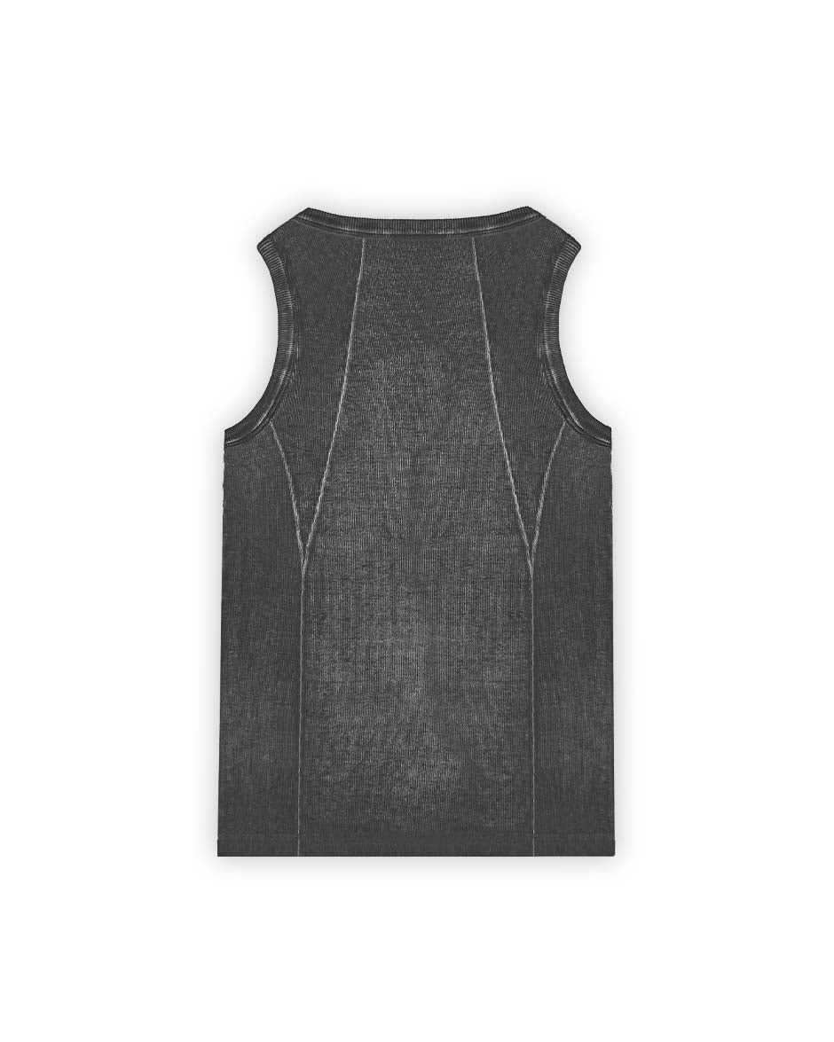 Line Tank Top Black Oil Wash-IYAMIUIO