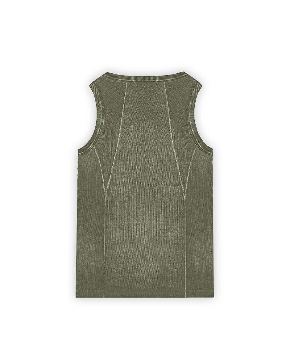 Line Tank Top Olive Oil Wash-IYAMIUIO
