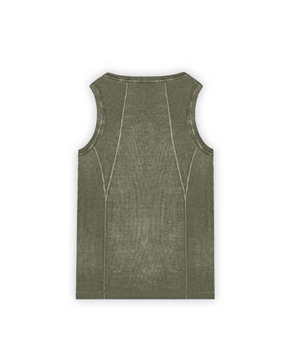 Line Tank Top Olive Oil Wash-IYAMIUIO