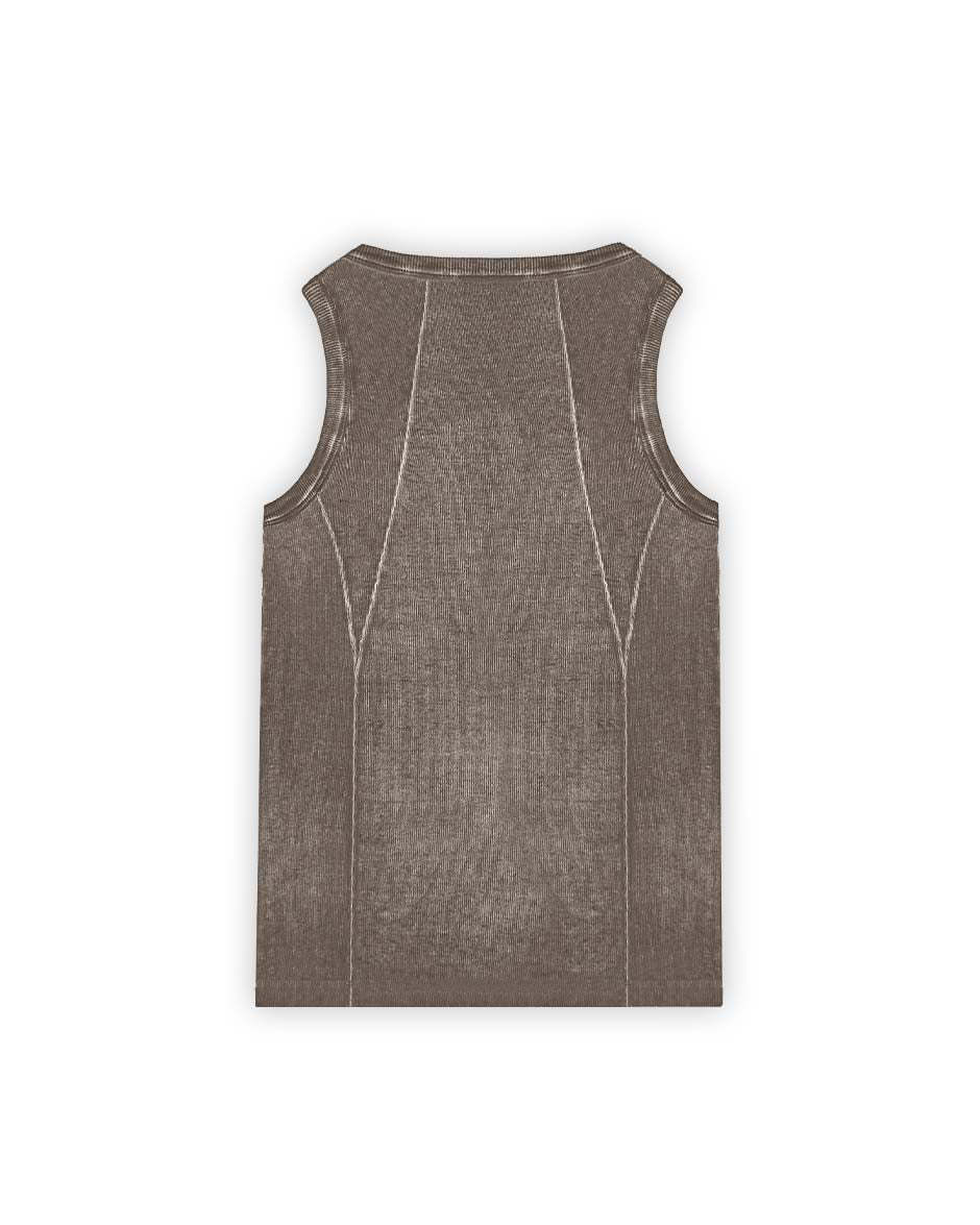 Line Tank Top Brown Oil Wash-IYAMIUIO