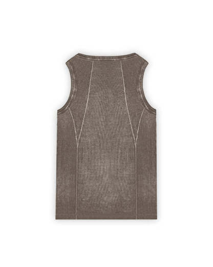 Line Tank Top Brown Oil Wash-IYAMIUIO