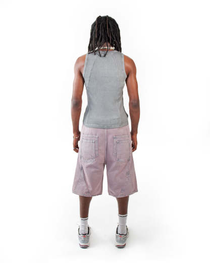 Line Tank Top Grey Oil Wash-IYAMIUIO