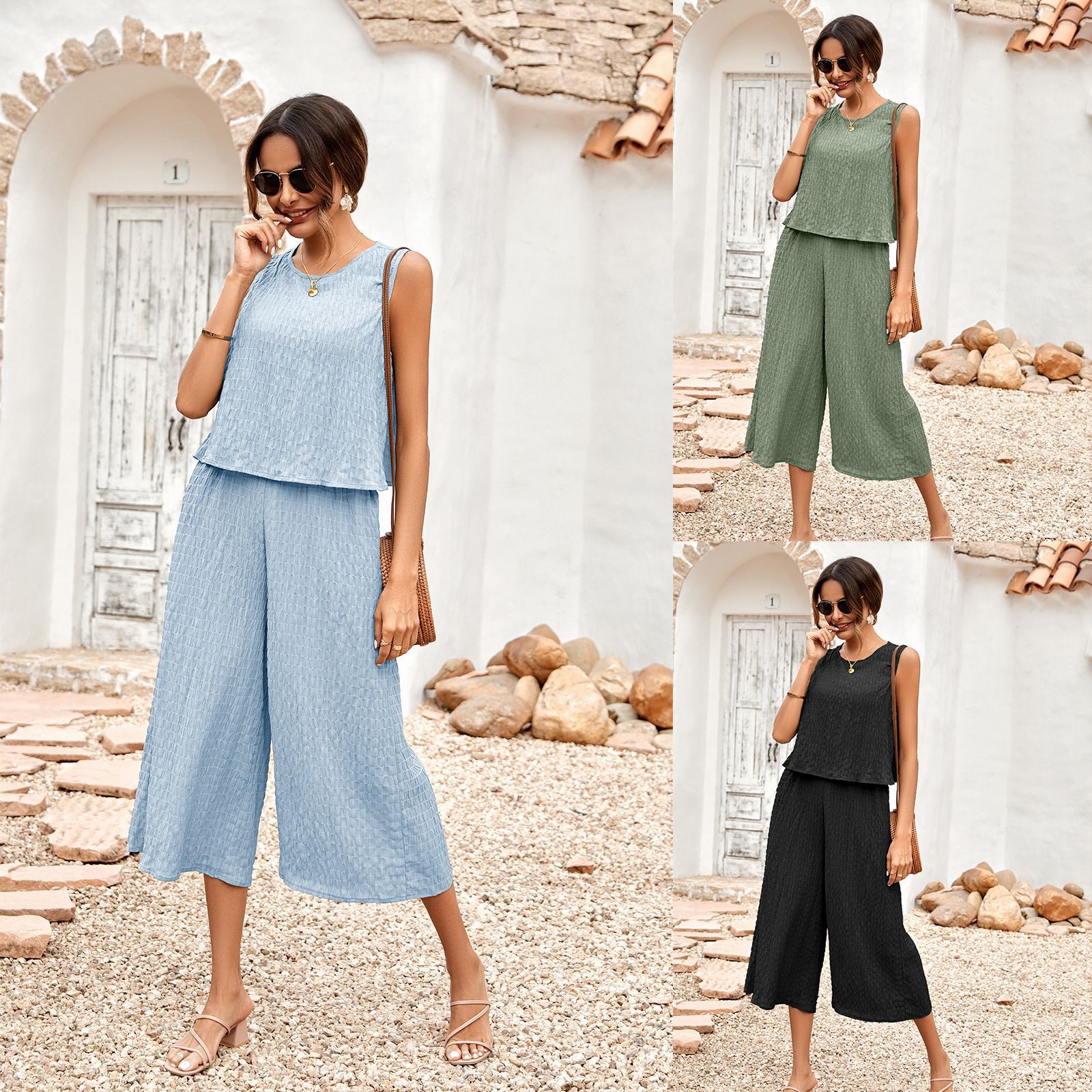 Strapless Solid Color Loose Short Sleeve Set (Buy 2 Free Shipping)