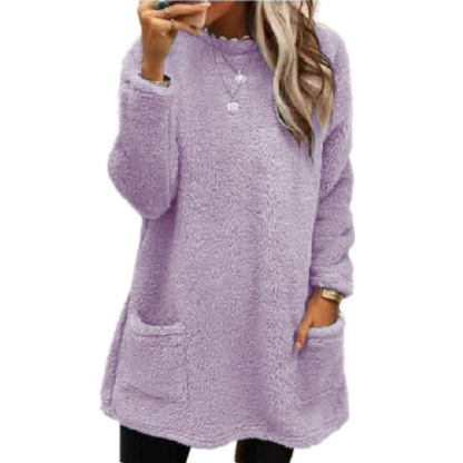 Women's Long Sleeve Pocket Plush Sweatshirt