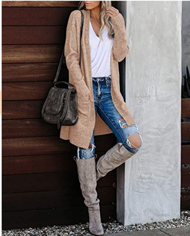 Women's Casual Knit Pocket Oversized Sweater Cardigan