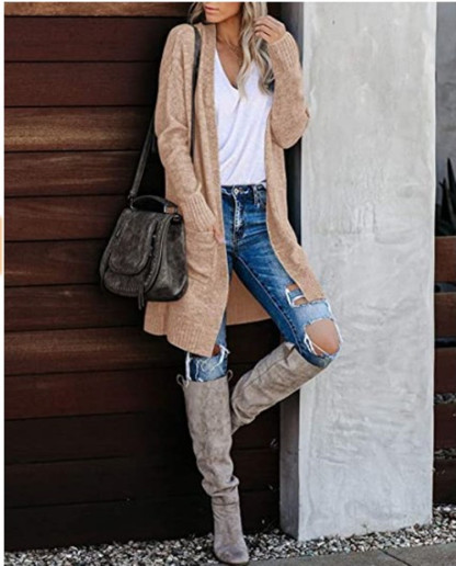 Women's Casual Knit Pocket Oversized Sweater Cardigan