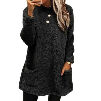 Women's Long Sleeve Pocket Plush Sweatshirt