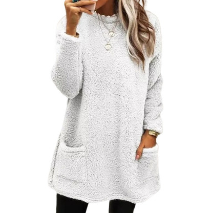 Women's Long Sleeve Pocket Plush Sweatshirt