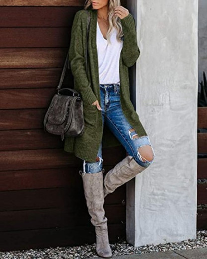 Women's Casual Knit Pocket Oversized Sweater Cardigan