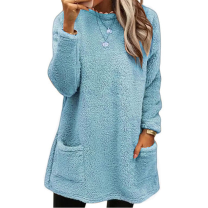 Women's Long Sleeve Pocket Plush Sweatshirt