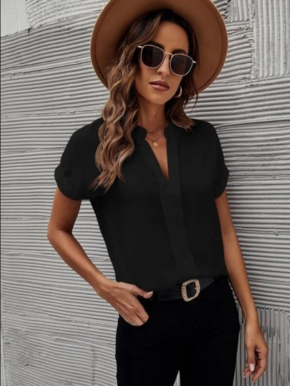 V-neck Short Sleeve Casual Shirt