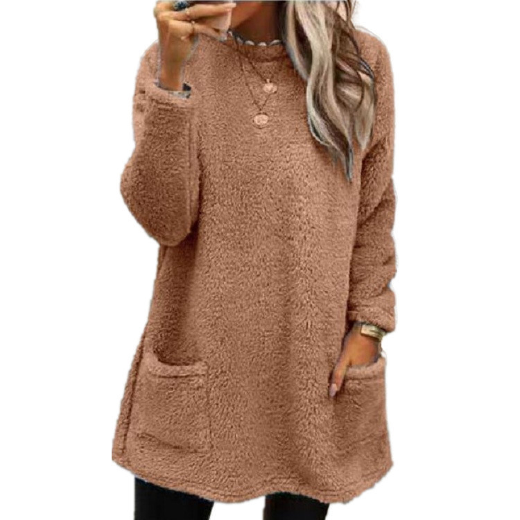 Women's Long Sleeve Pocket Plush Sweatshirt
