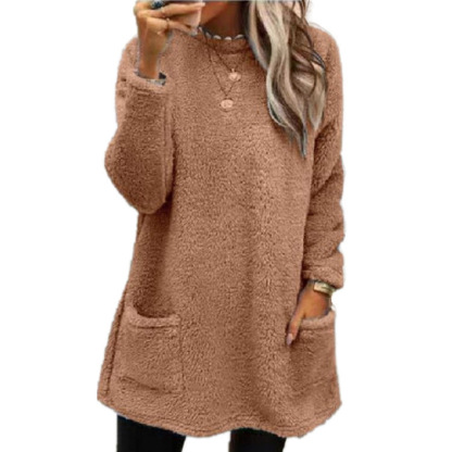 Women's Long Sleeve Pocket Plush Sweatshirt