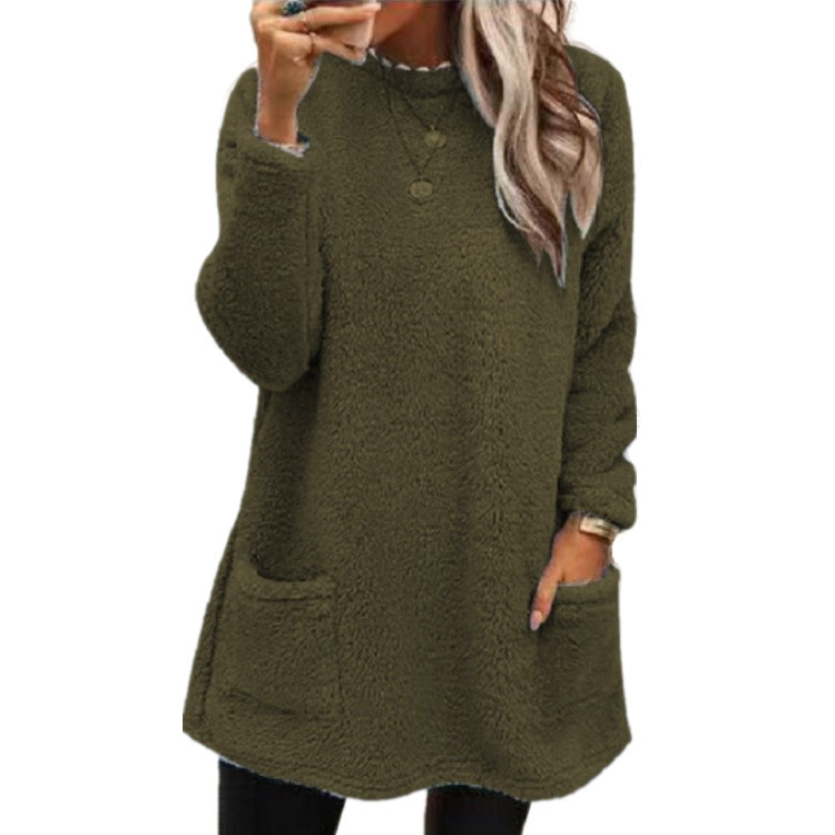 Women's Long Sleeve Pocket Plush Sweatshirt