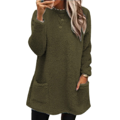 Women's Long Sleeve Pocket Plush Sweatshirt