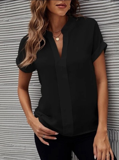 V-neck Short Sleeve Casual Shirt