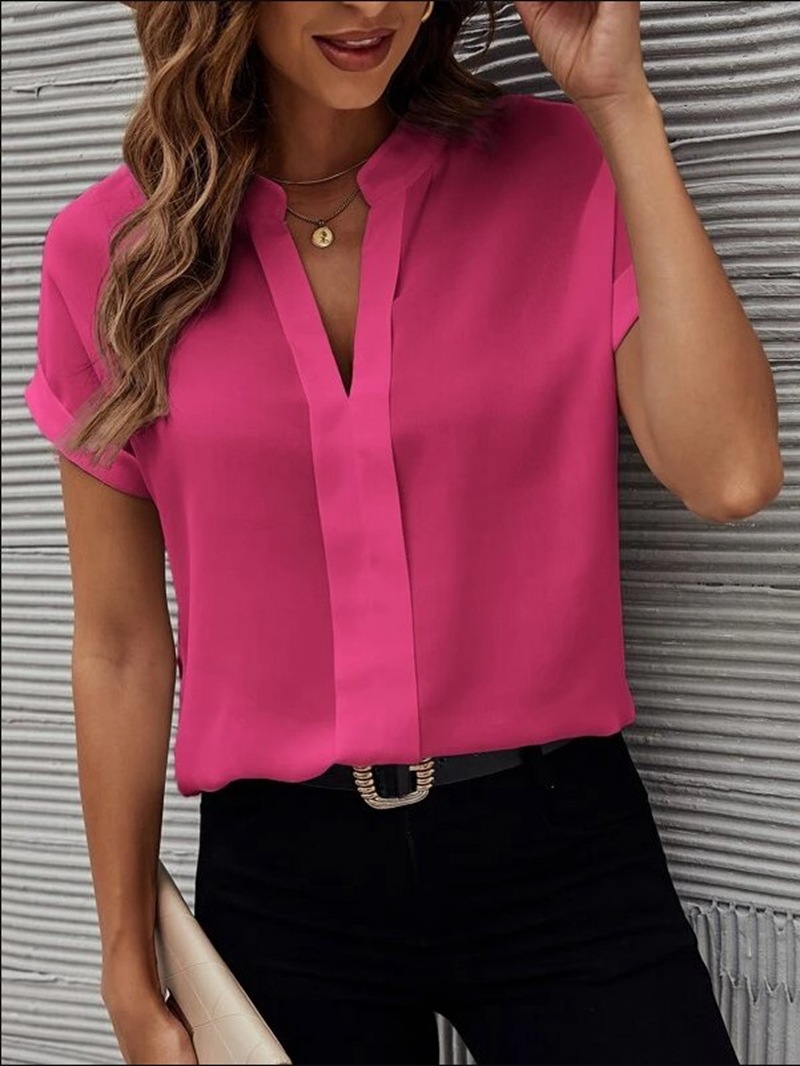 V-neck Short Sleeve Casual Shirt