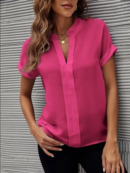 V-neck Short Sleeve Casual Shirt