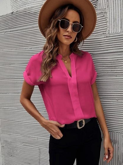 V-neck Short Sleeve Casual Shirt