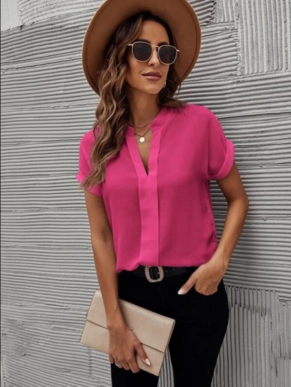 V-neck Short Sleeve Casual Shirt