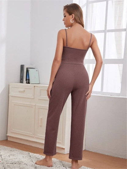 Waffle Knit Three Piece Three-piece Suit