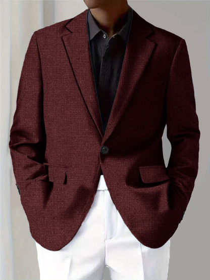 Men's Solid Color Notch Lapel One Buttons Casual Blazer 40242172Z