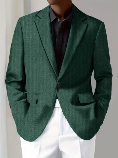 Men's Solid Color Notch Lapel One Buttons Casual Blazer 40242172Z