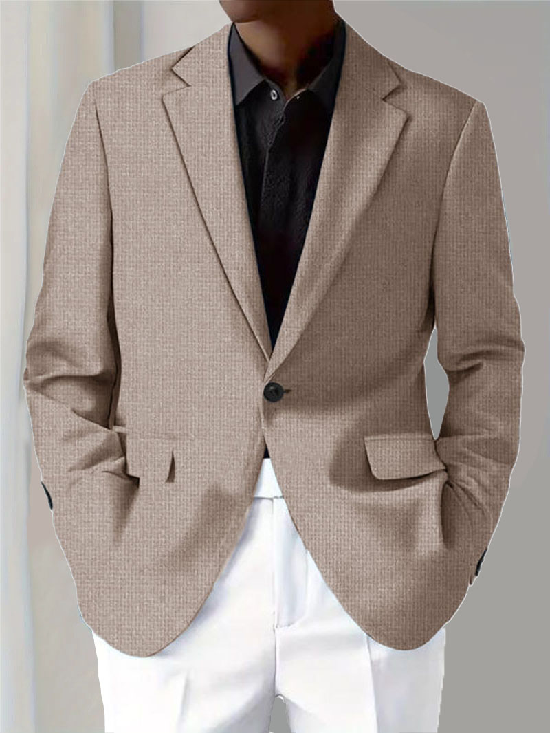 Men's Solid Color Notch Lapel One Buttons Casual Blazer 40242172Z