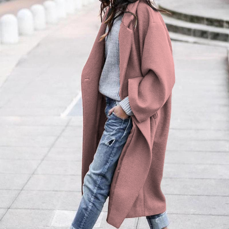 Free Shipping Oversized Retro Casual Solid Color Windbreaker Warm Coat