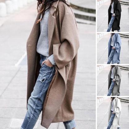 Free Shipping Oversized Retro Casual Solid Color Windbreaker Warm Coat