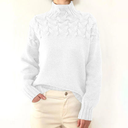 Women's Jumper Turtleneck Cable Knit Braided Fall Winter Pullover Sweater