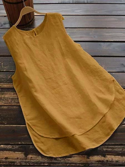 Cotton Sleeveless Paneled Shirts & Tops