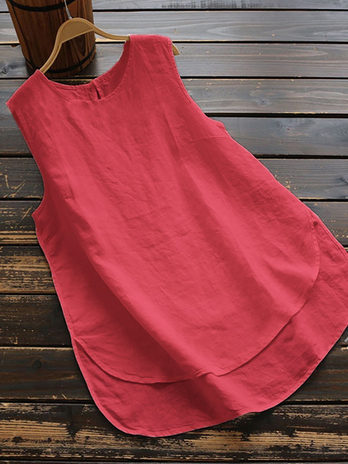 Cotton Sleeveless Paneled Shirts & Tops