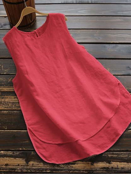 Cotton Sleeveless Paneled Shirts & Tops