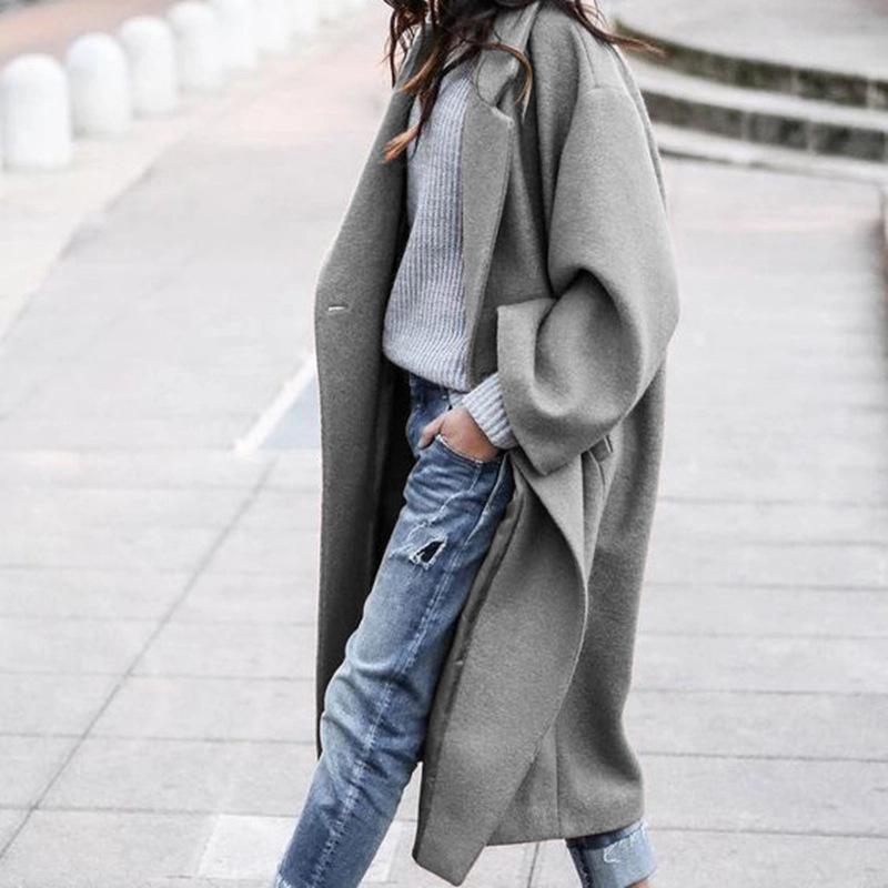 Free Shipping Oversized Retro Casual Solid Color Windbreaker Warm Coat
