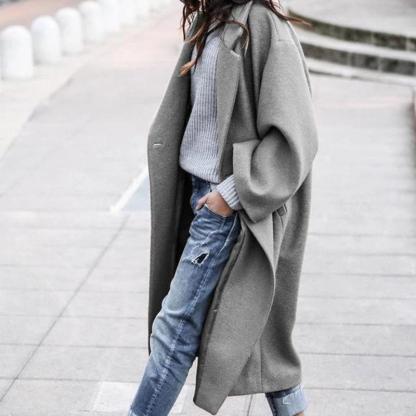 Free Shipping Oversized Retro Casual Solid Color Windbreaker Warm Coat
