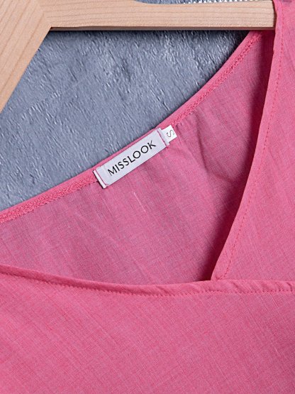 Paneled V Neck Solid 3/4 Sleeve Shirts & Tops