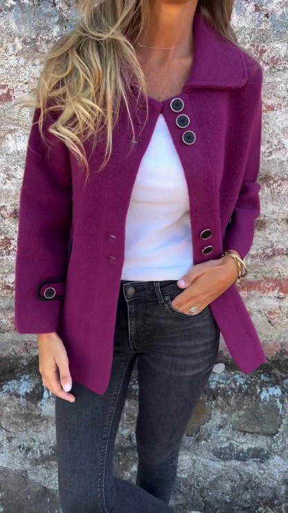 CLEARANCE SALE🔥 Women's Casual Wool Lapel Button Coat