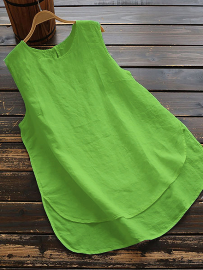 Cotton Sleeveless Paneled Shirts & Tops
