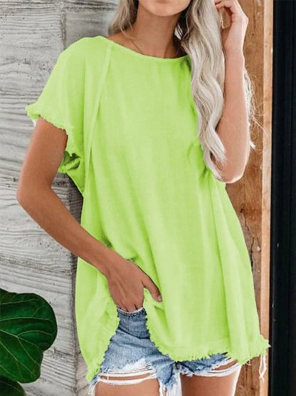 Women's Plain Tassel Casual Top