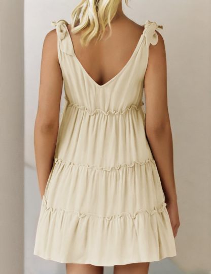 Summer Ruffle Sleeve V Neck Mini Dress